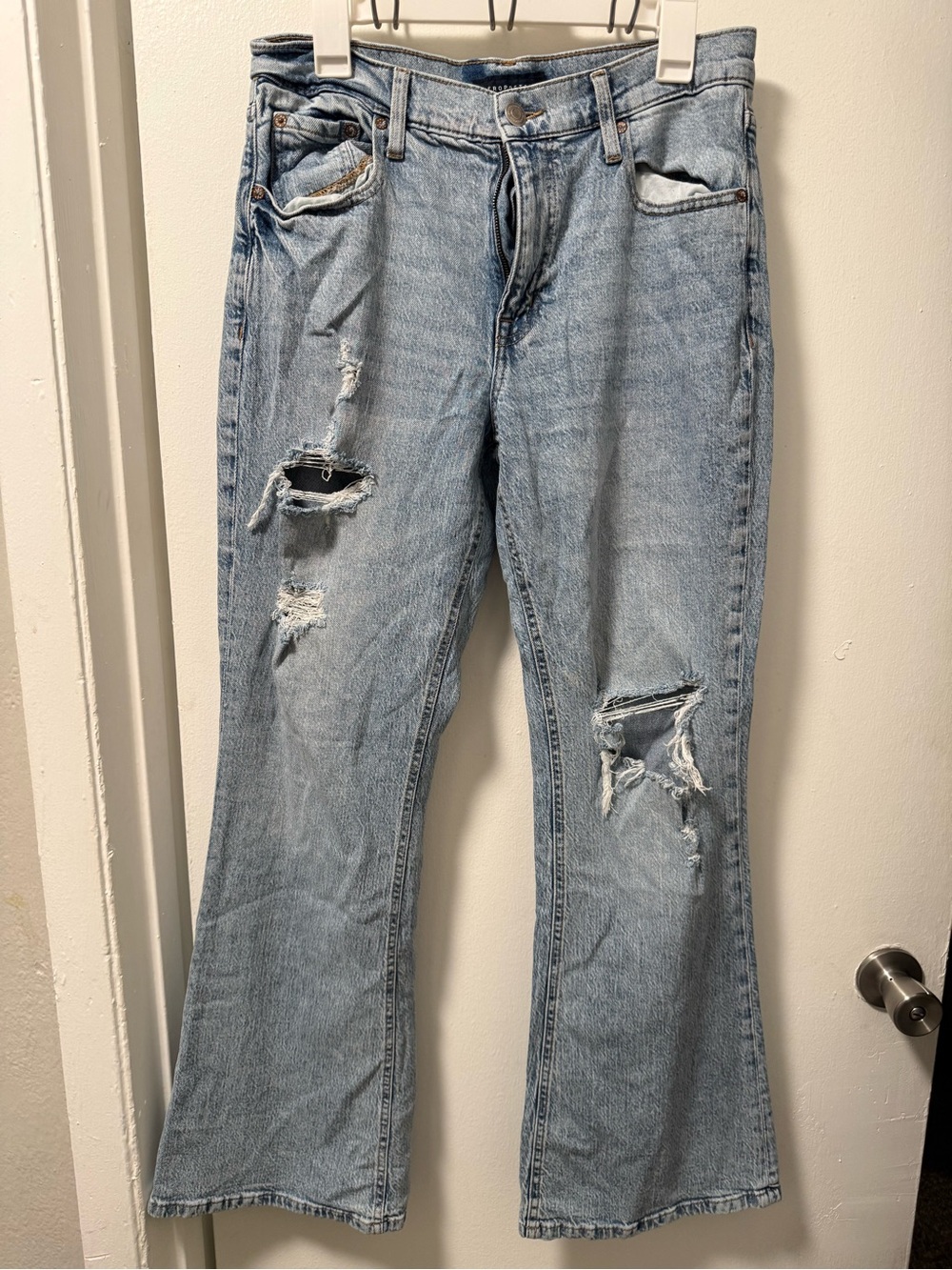Aeropostale High Rise Flare Jeans 10R Light Wash Distressed Y2K